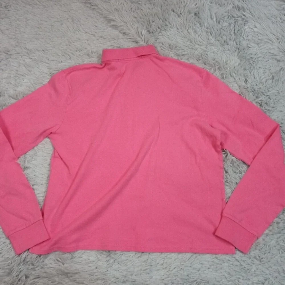 Ralph‎ Lauren Sport Boys Shirt Polo Pink L Logo Pony Cotton Button Collar